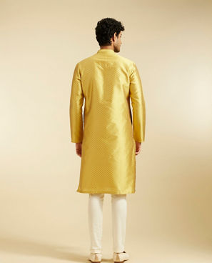 Diwas Men Mehndi Green Self Striped & Jaal Patterned Kurta