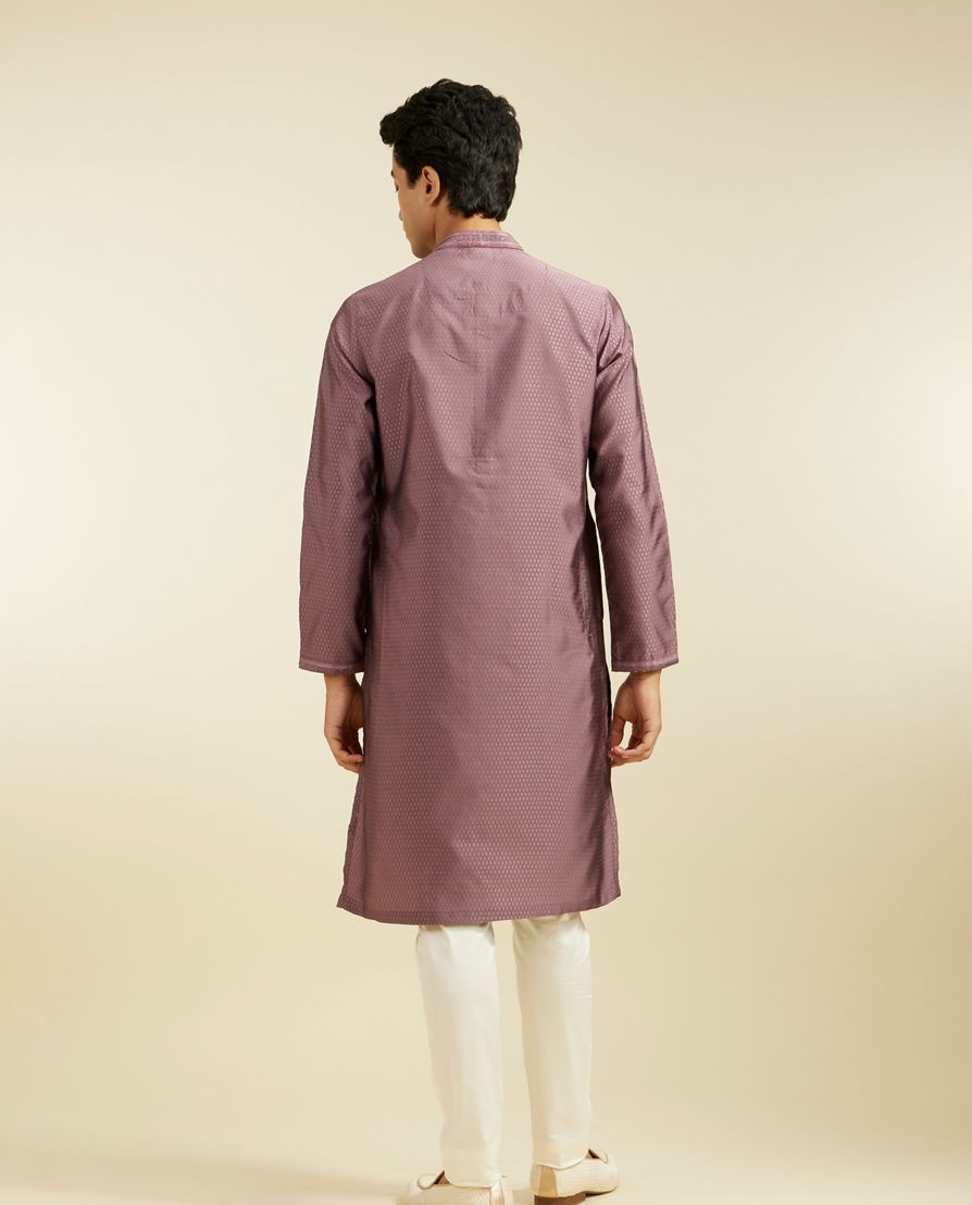 Diwas Men Bright Lilac Honeycomb Self Patterned Kurta