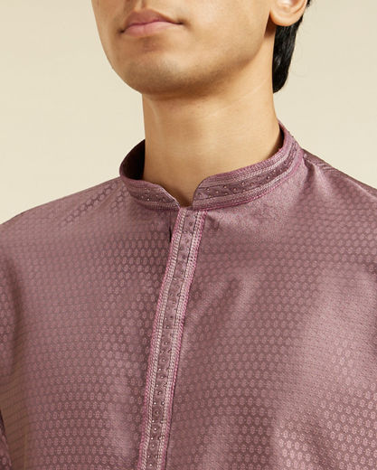 Diwas Men Bright Lilac Honeycomb Self Patterned Kurta