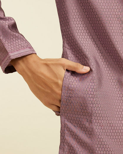 Diwas Men Bright Lilac Honeycomb Self Patterned Kurta