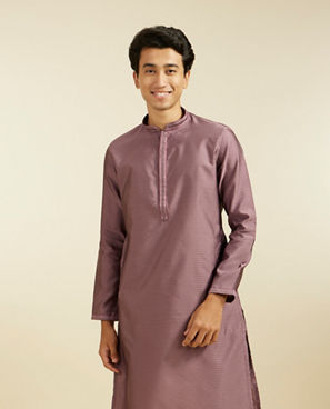 Diwas Men Bright Lilac Honeycomb Self Patterned Kurta