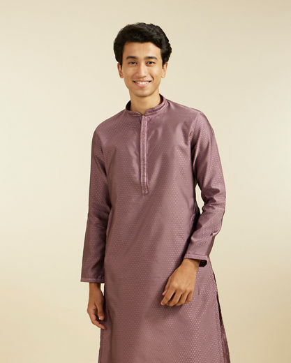 Diwas Men Bright Lilac Honeycomb Self Patterned Kurta