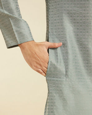 Diwas Men Pista Green Buta Jaal Patterned Kurta