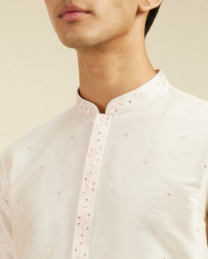 Diwas Men Warm White Sequin Embellished Kurta