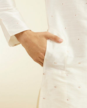 Diwas Men Warm White Sequin Embellished Kurta