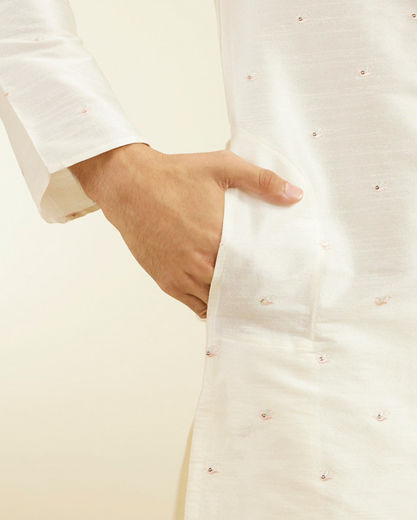 Diwas Men Warm White Sequin Embellished Kurta