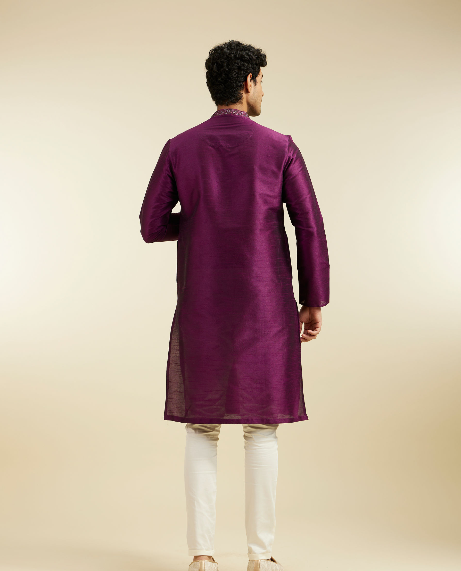 Diwas Men Royal Purple Sequin Embellished Kurta