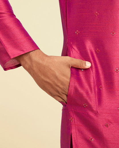 Diwas Men Enchanting Rani Pink Silk Kurta