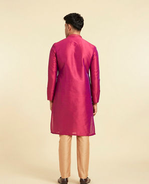Diwas Men Enchanting Rani Pink Silk Kurta