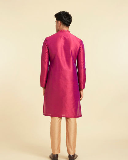 Diwas Men Enchanting Rani Pink Silk Kurta