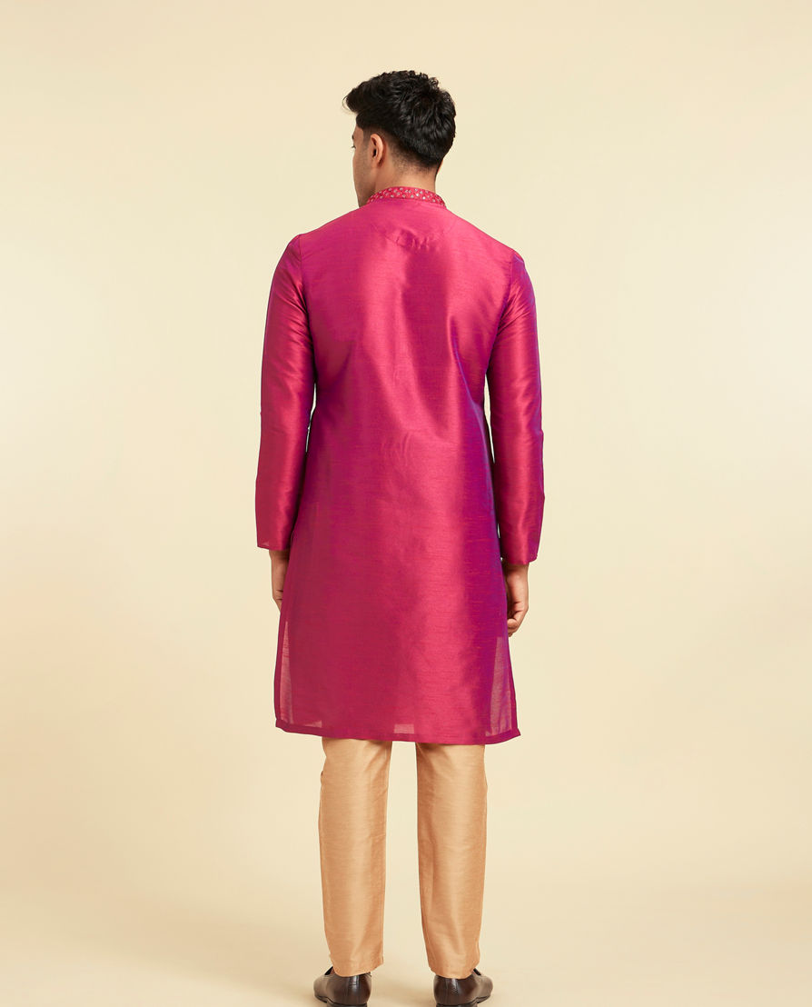 Diwas Men Enchanting Rani Pink Silk Kurta