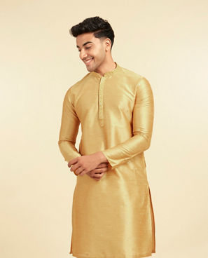 Diwas Men Ethereal Mustard Yellow Mens Kurta