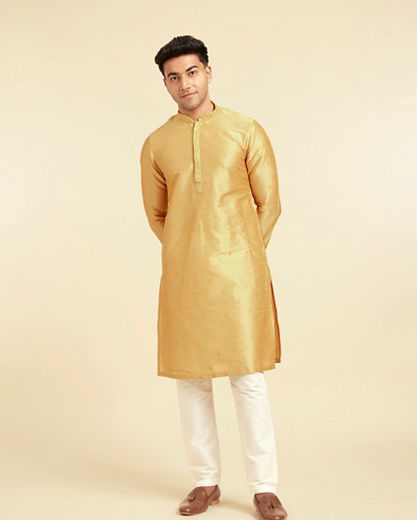 Diwas Men Ethereal Mustard Yellow Mens Kurta