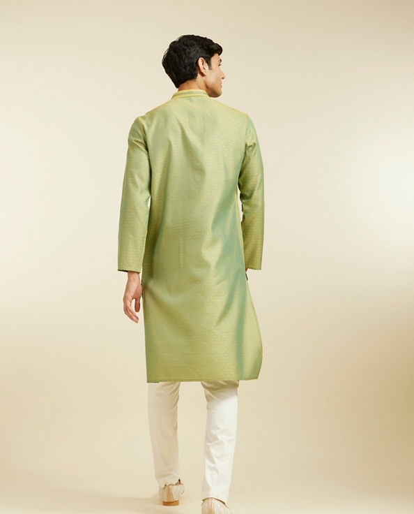 Diwas Men Mehndi Green Buta Jaal Patterned Kurta