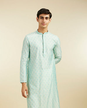 Diwas Men Aqua Green Buta Jaal Patterned Kurta