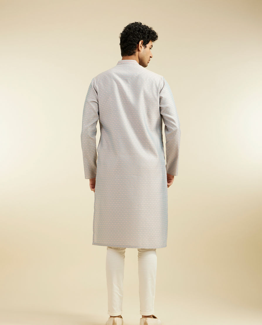 Diwas Men Smoke Grey Buta Jaal Patterned Kurta
