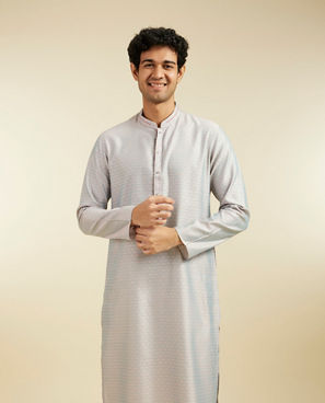 Diwas Men Smoke Grey Buta Jaal Patterned Kurta