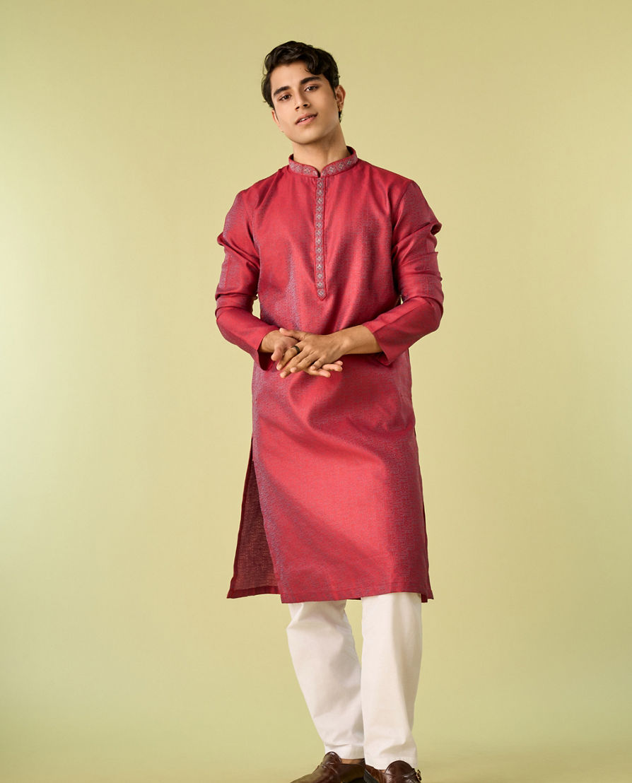 Diwas Men Maroon Majesty Kurta