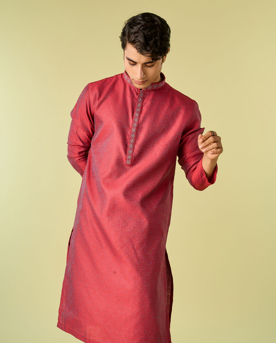 Diwas Men Maroon Majesty Kurta