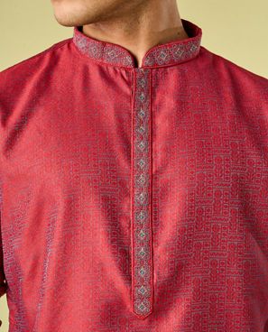 Diwas Men Maroon Majesty Kurta