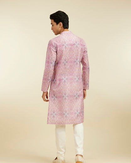 Diwas Men Candy Floss Pink Imperial Jaal Printed Kurta