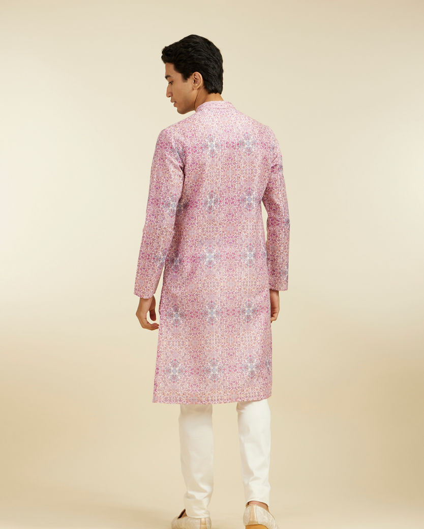 alt message - Diwas Men Candy Floss Pink Imperial Jaal Printed Kurta image number 4