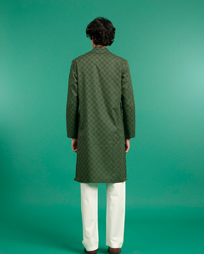 Diwas Men Emerald Green Cotton Kurta