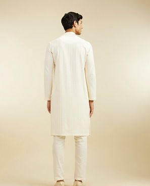 Diwas Men Cream White Chikankari Kurta with Sequin