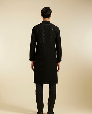 Diwas Men Midnight Black Chikankari Kurta with Sequin