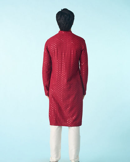 Diwas Men Maroon Elegance Kurta Pajama