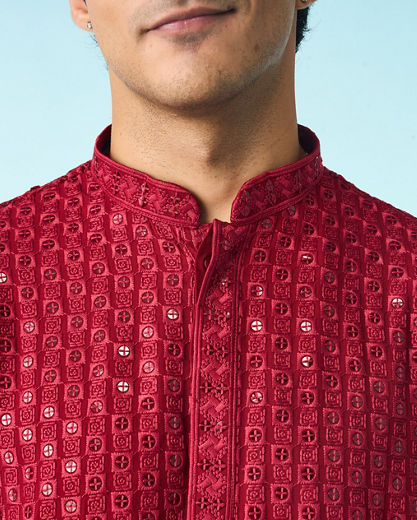 Diwas Men Maroon Elegance Kurta Pajama