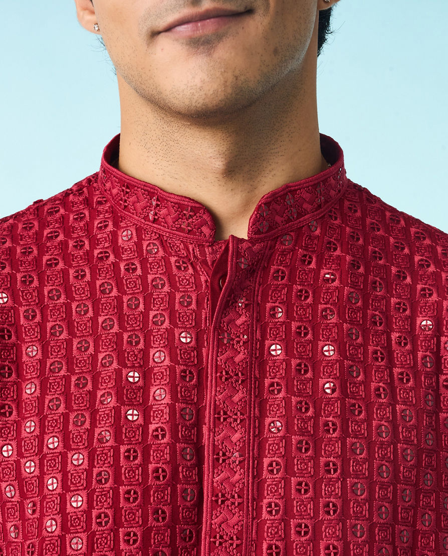 Diwas Men Maroon Elegance Kurta Pajama
