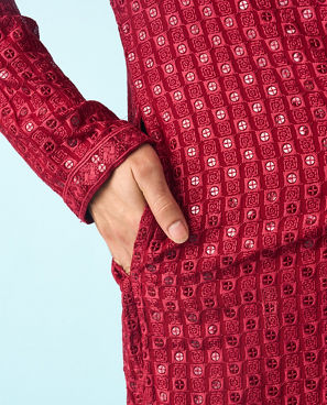 Diwas Men Maroon Elegance Kurta Pajama