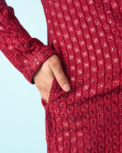 Diwas Men Maroon Elegance Kurta Pajama