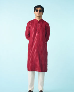 Diwas Men Maroon Elegance Kurta Pajama