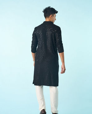 Diwas Men Black Viscose Kurta Pajama
