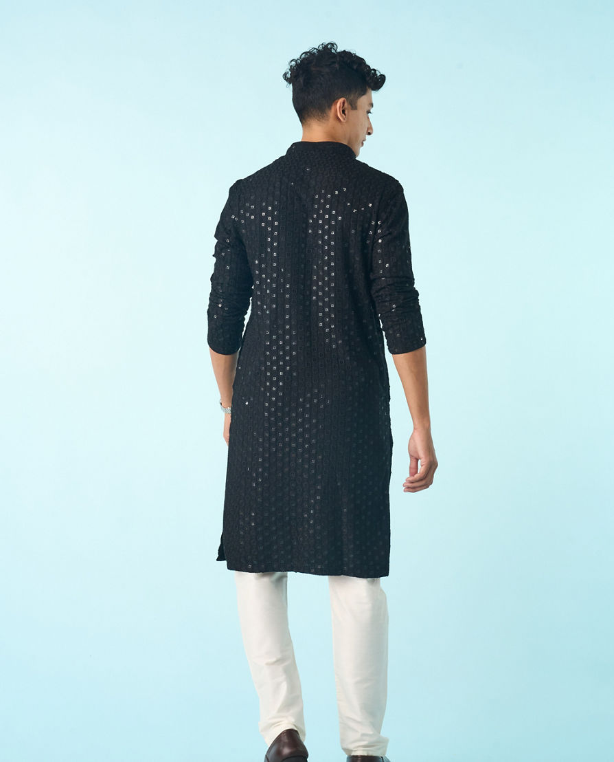 Diwas Men Black Viscose Kurta Pajama