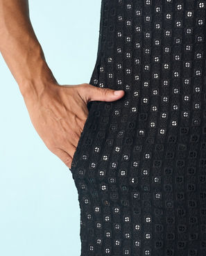 Diwas Men Black Viscose Kurta Pajama