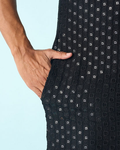 Diwas Men Black Viscose Kurta Pajama