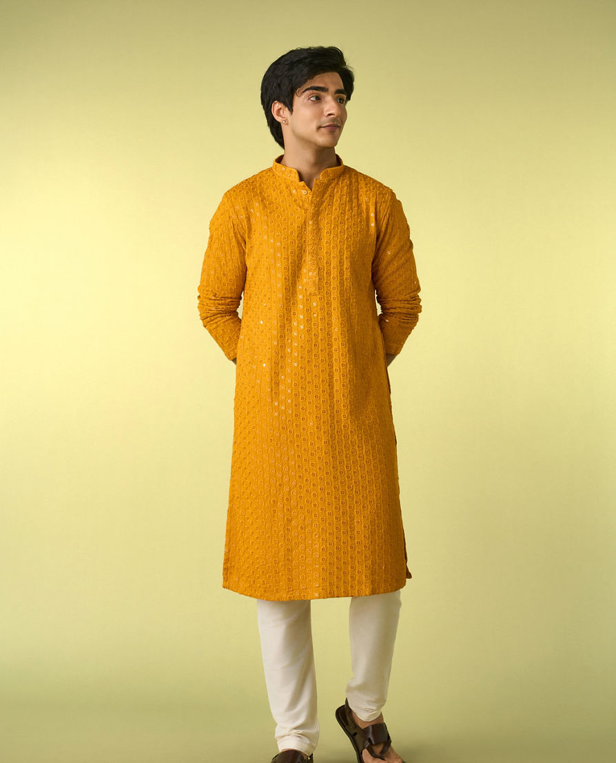 Diwas Men Mustard Kurta Pajama