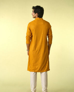 Diwas Men Mustard Kurta Pajama
