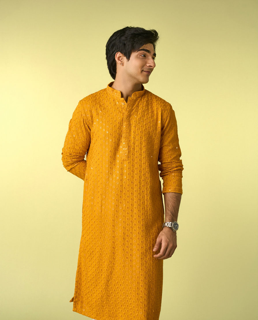 Diwas Men Mustard Kurta Pajama