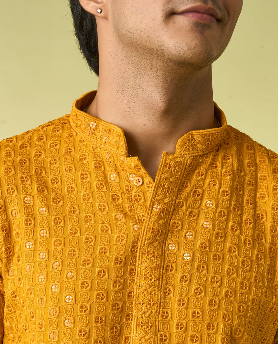 Diwas Men Mustard Kurta Pajama