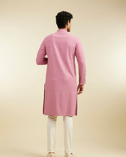Diwas Men Dusty Pink Chikankari Sequinned Kurta