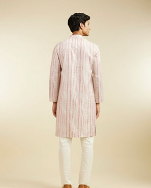 Diwas Men Dusty Pink Tie Dye Striped Printed Kurta with Sequin Work