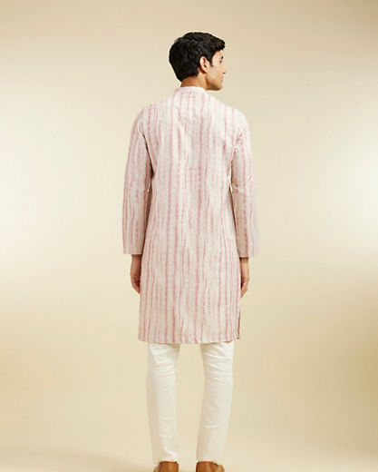 Diwas Men Dusty Pink Tie Dye Striped Printed Kurta with Sequin Work
