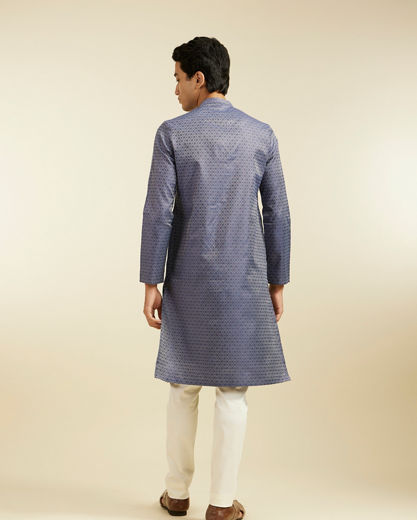 Diwas Men Oxford Blue Kurta with Circular Buta Motifs