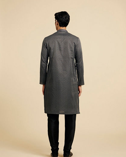 Diwas Men Battleship Grey Kurta with Circular Buta Motifs