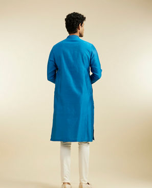 Diwas Men Lapis Blue Lattice Patterned Kurta