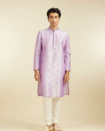 Diwas Men Soft Lilac Buta Embroidered Kurta